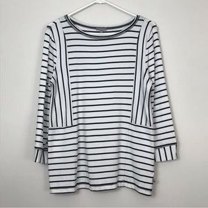 T by Talbots Striped Black and White Tops Long Sleeve Crew Neck Women's Sz Small